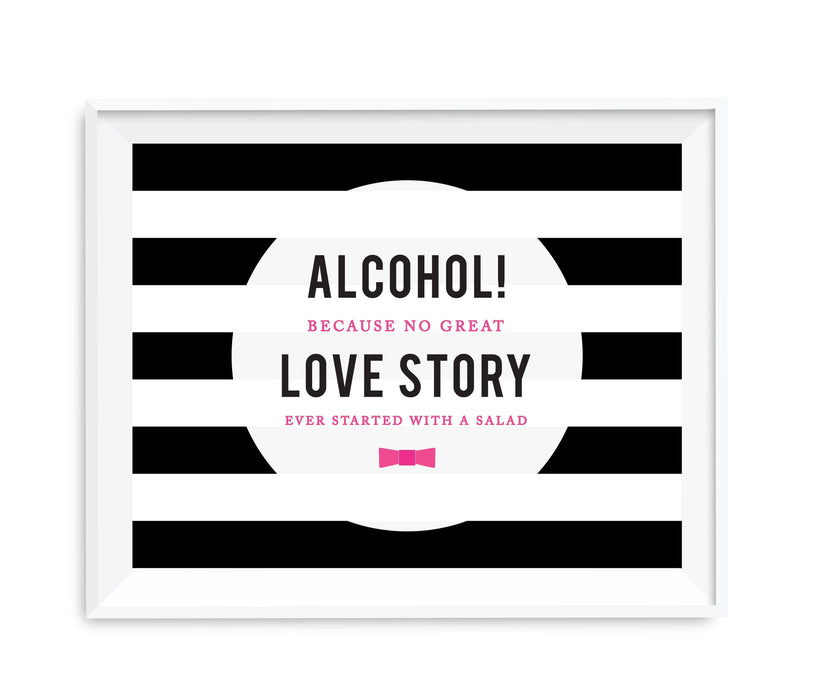 Andaz Press 8.5 x 11 Modern Black and White Stripes Wedding Party Signs-Set of 1-Andaz Press-Mr. & Mrs.-
