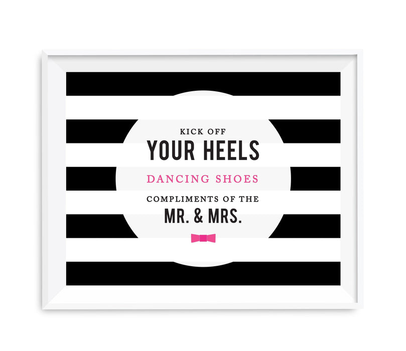 Andaz Press 8.5 x 11 Modern Black and White Stripes Wedding Party Signs-Set of 1-Andaz Press-Mr. & Mrs.-