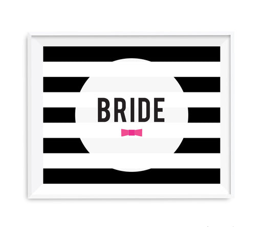 Andaz Press 8.5 x 11 Modern Black and White Stripes Wedding Party Signs-Set of 1-Andaz Press-Mr. & Mrs.-