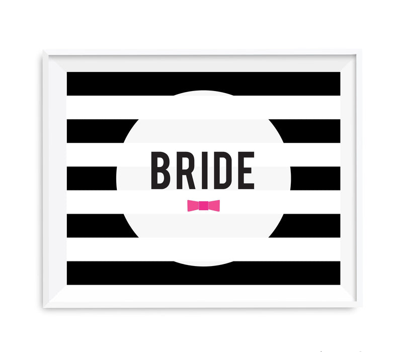 Andaz Press 8.5 x 11 Modern Black and White Stripes Wedding Party Signs-Set of 1-Andaz Press-Mr. & Mrs.-