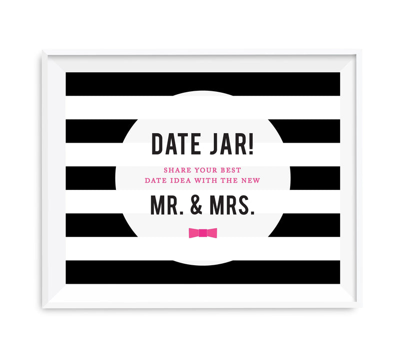 Andaz Press 8.5 x 11 Modern Black and White Stripes Wedding Party Signs-Set of 1-Andaz Press-Mr. & Mrs.-