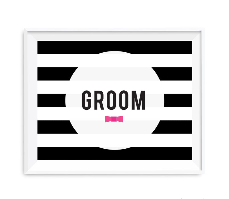 Andaz Press 8.5 x 11 Modern Black and White Stripes Wedding Party Signs-Set of 1-Andaz Press-Mr. & Mrs.-