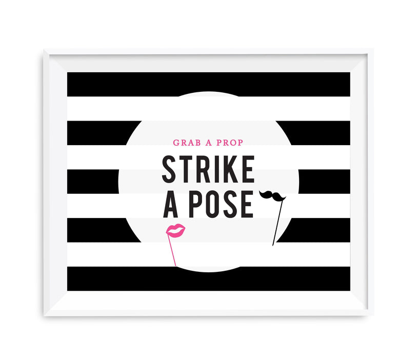 Andaz Press 8.5 x 11 Modern Black and White Stripes Wedding Party Signs-Set of 1-Andaz Press-Mr. & Mrs.-