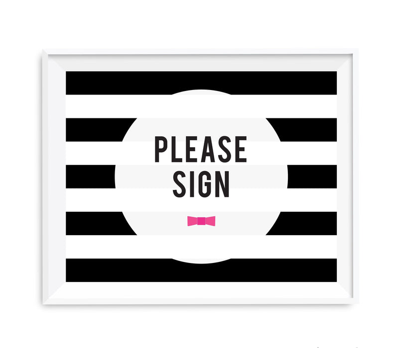 Andaz Press 8.5 x 11 Modern Black and White Stripes Wedding Party Signs-Set of 1-Andaz Press-Mr. & Mrs.-
