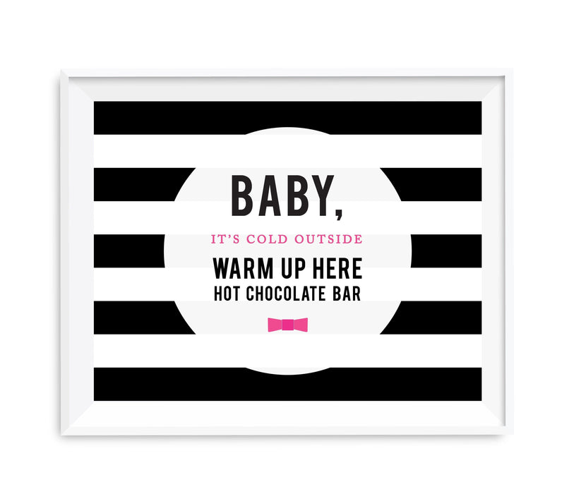 Andaz Press 8.5 x 11 Modern Black and White Stripes Wedding Party Signs-Set of 1-Andaz Press-Baby It's Cold Outside - Hot Chocolate-