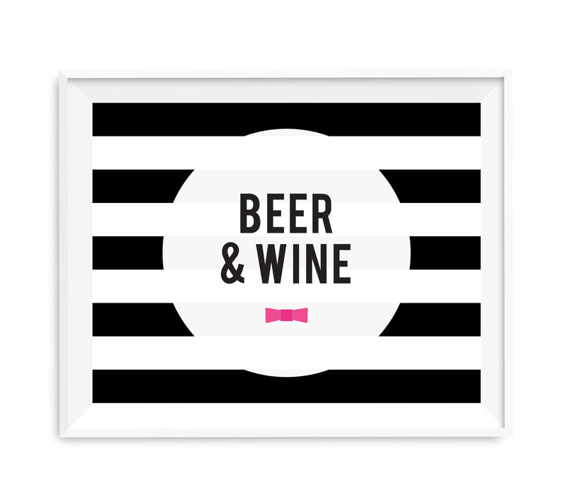 Andaz Press 8.5 x 11 Modern Black and White Stripes Wedding Party Signs-Set of 1-Andaz Press-Beer & Wine-