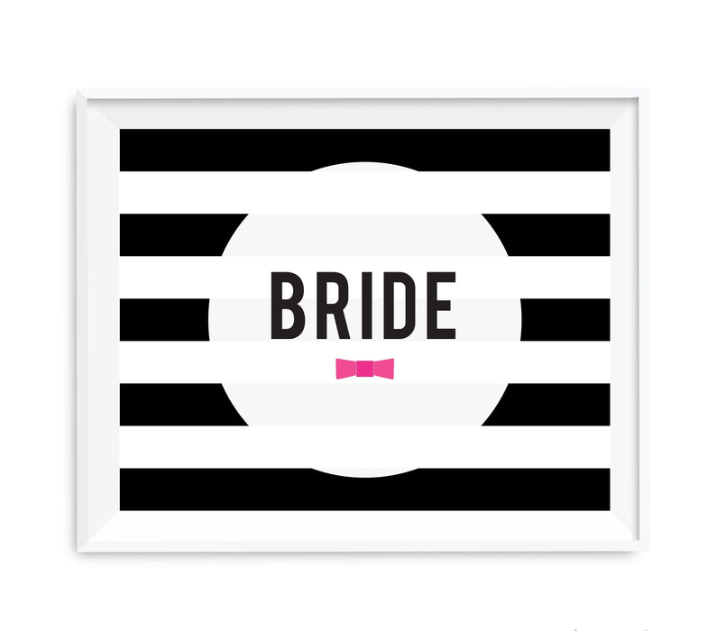 Andaz Press 8.5 x 11 Modern Black and White Stripes Wedding Party Signs-Set of 1-Andaz Press-Bride-