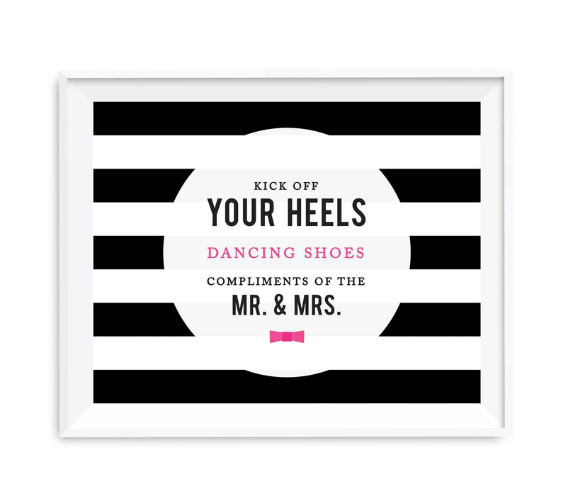 Andaz Press 8.5 x 11 Modern Black and White Stripes Wedding Party Signs-Set of 1-Andaz Press-Dancing Shoes - Kick Off Your Heels-