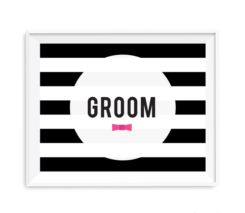 Andaz Press 8.5 x 11 Modern Black and White Stripes Wedding Party Signs-Set of 1-Andaz Press-Groom-