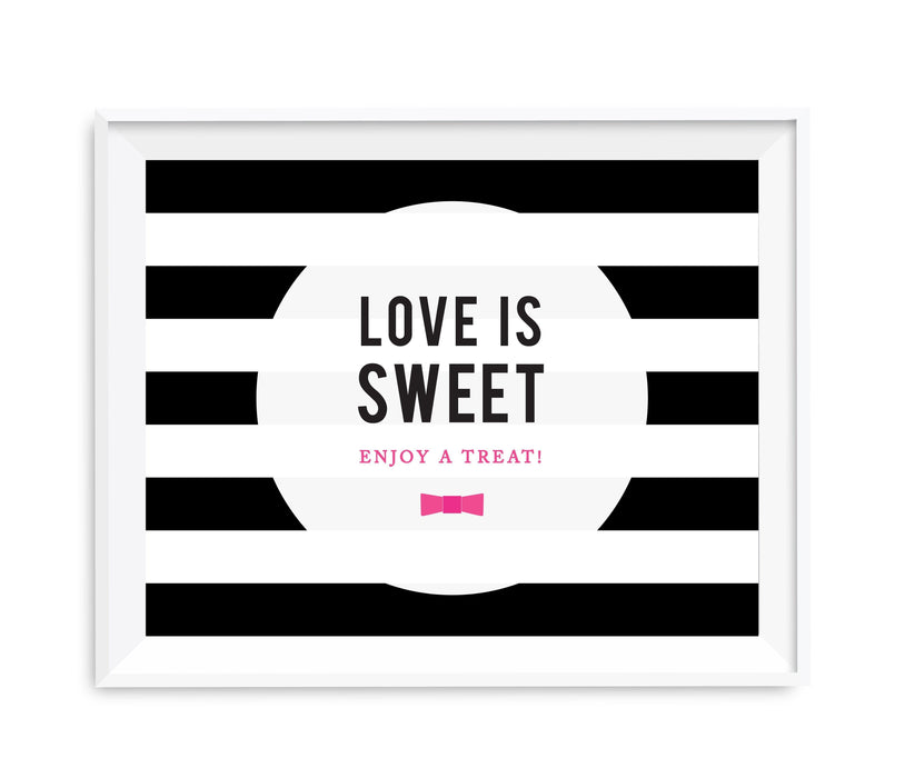 Andaz Press 8.5 x 11 Modern Black and White Stripes Wedding Party Signs-Set of 1-Andaz Press-Love Is Sweet, Enjoy A Treat-