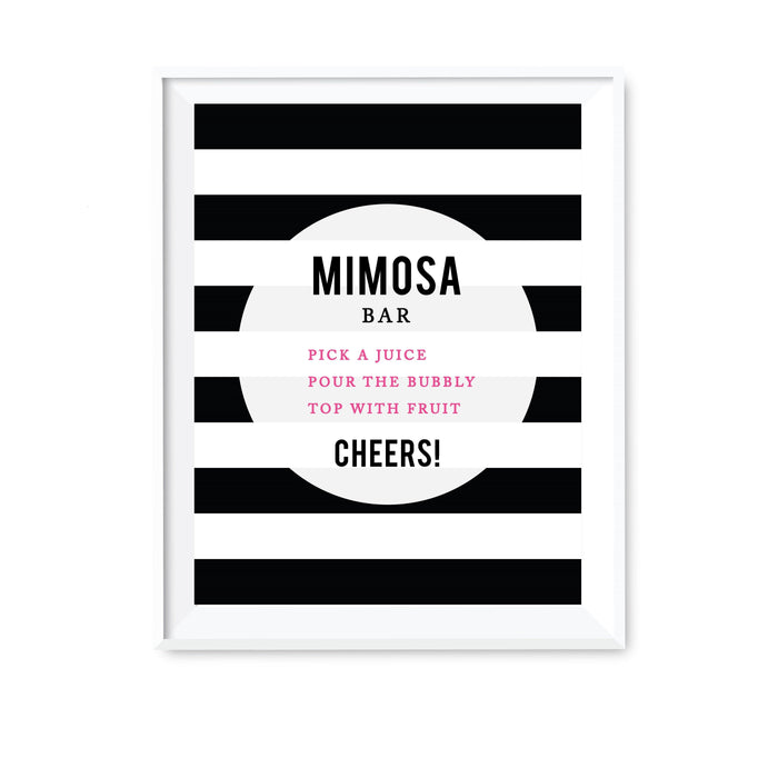 Andaz Press 8.5 x 11 Modern Black and White Stripes Wedding Party Signs-Set of 1-Andaz Press-Mimosa Bar-