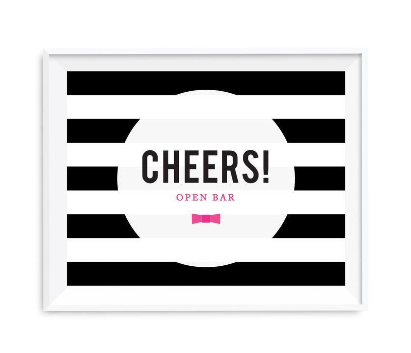 Andaz Press 8.5 x 11 Modern Black and White Stripes Wedding Party Signs-Set of 1-Andaz Press-Open Bar Cheers!-
