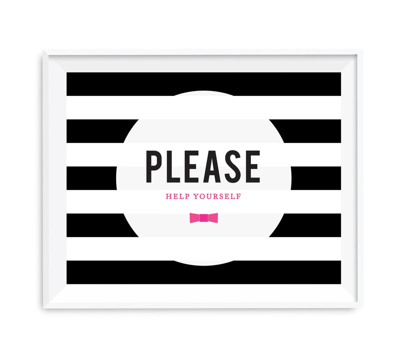 Andaz Press 8.5 x 11 Modern Black and White Stripes Wedding Party Signs-Set of 1-Andaz Press-Please Help Yourself-