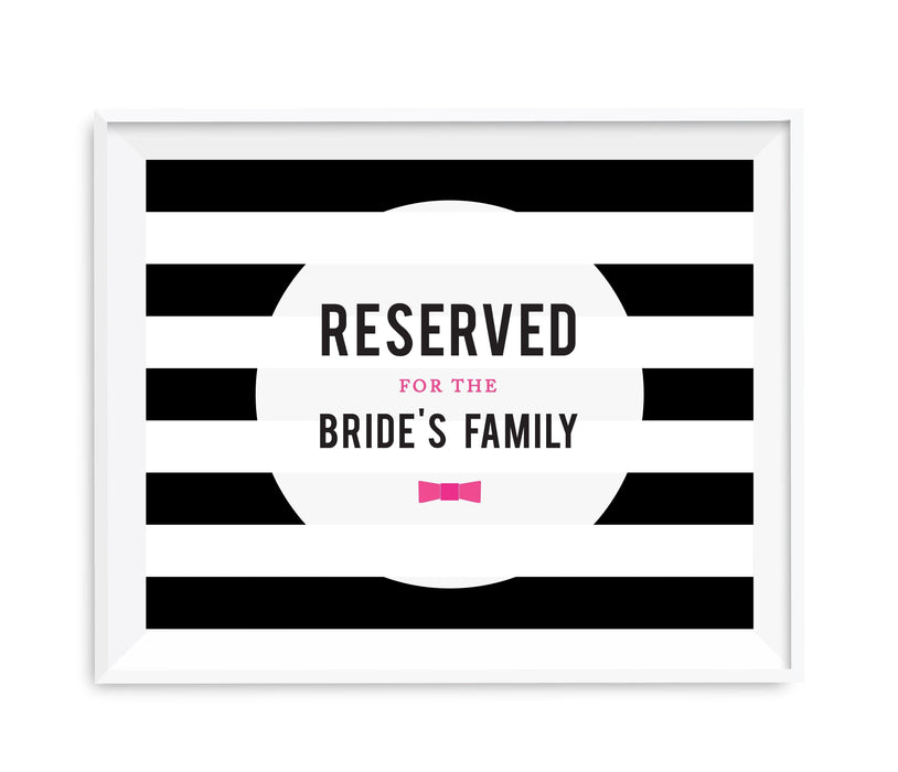 Andaz Press 8.5 x 11 Modern Black and White Stripes Wedding Party Signs-Set of 1-Andaz Press-Reserved For The Bride's Family-