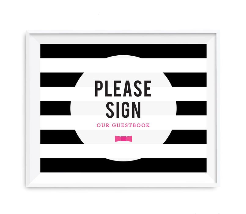 Andaz Press 8.5 x 11 Modern Black and White Stripes Wedding Party Signs-Set of 1-Andaz Press-Sign Our Guestbook-