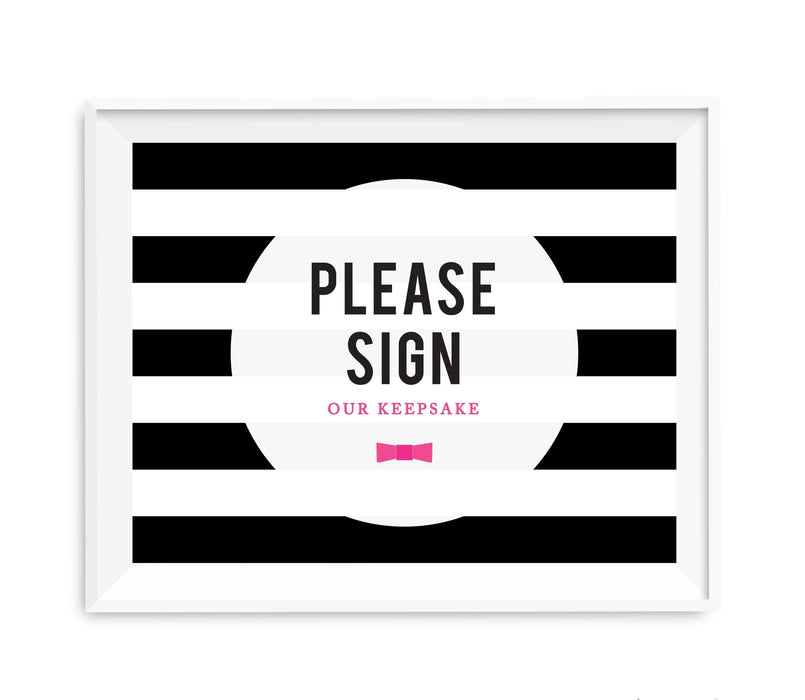 Andaz Press 8.5 x 11 Modern Black and White Stripes Wedding Party Signs-Set of 1-Andaz Press-Sign Our Keepsake-