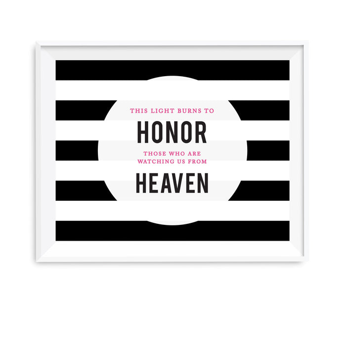Andaz Press 8.5 x 11 Modern Black and White Stripes Wedding Party Signs-Set of 1-Andaz Press-This Light Burns Memorial-