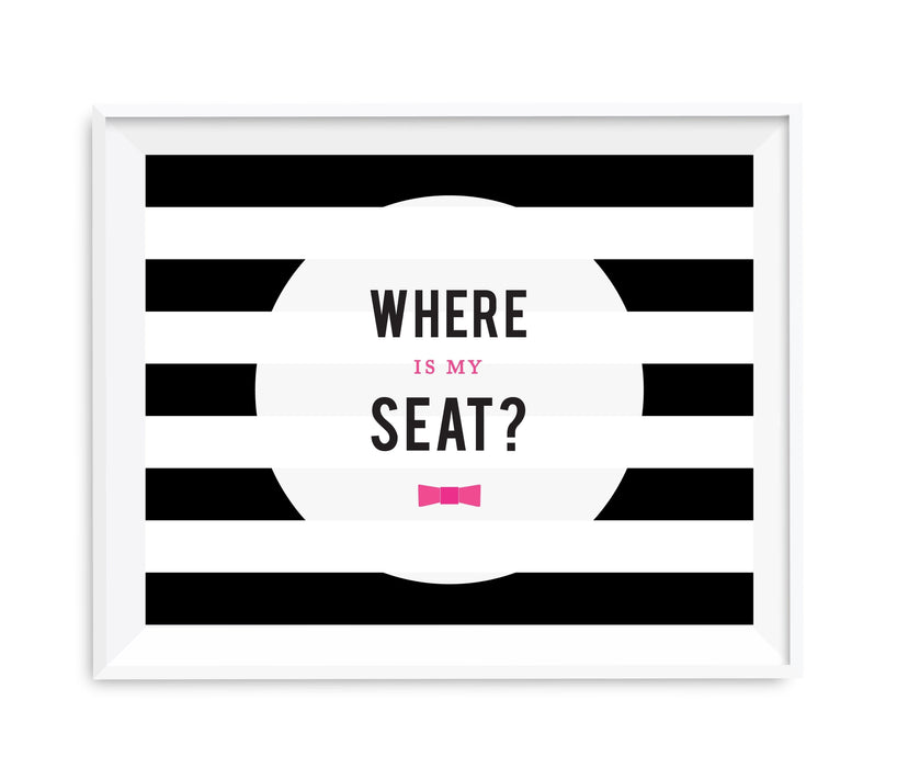 Andaz Press 8.5 x 11 Modern Black and White Stripes Wedding Party Signs-Set of 1-Andaz Press-Where Is My Seat?-