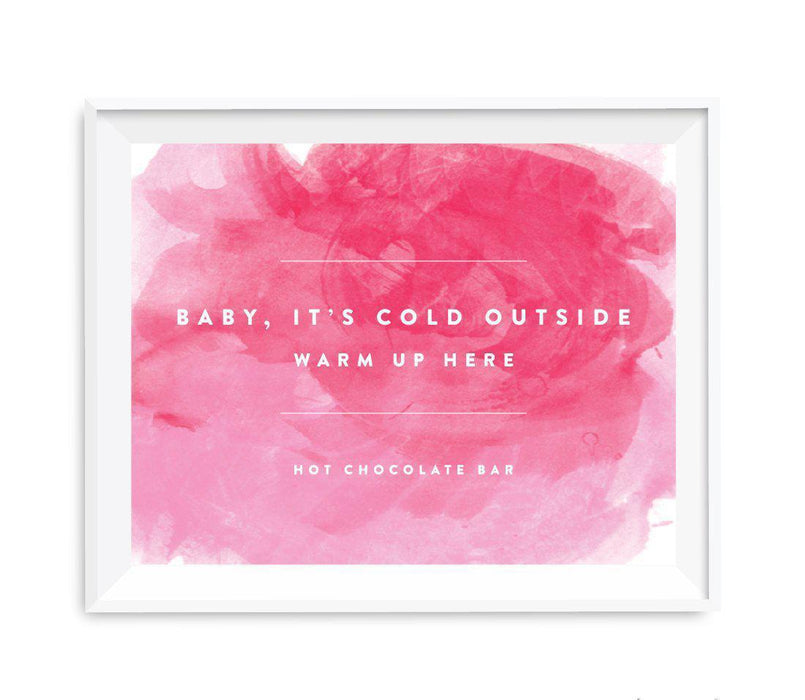 Andaz Press 8.5 x 11 Pink Watercolor Wedding Party Signs-Set of 1-Andaz Press-Baby It's Cold Outside - Hot Chocolate-