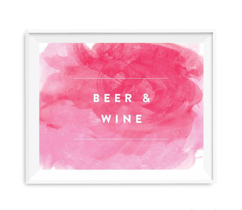 Andaz Press 8.5 x 11 Pink Watercolor Wedding Party Signs-Set of 1-Andaz Press-Beer & Wine-