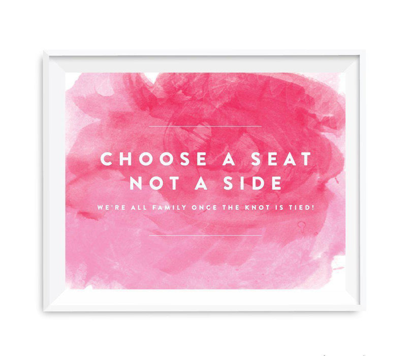 Andaz Press 8.5 x 11 Pink Watercolor Wedding Party Signs-Set of 1-Andaz Press-Choose A Seat, Not A Side-
