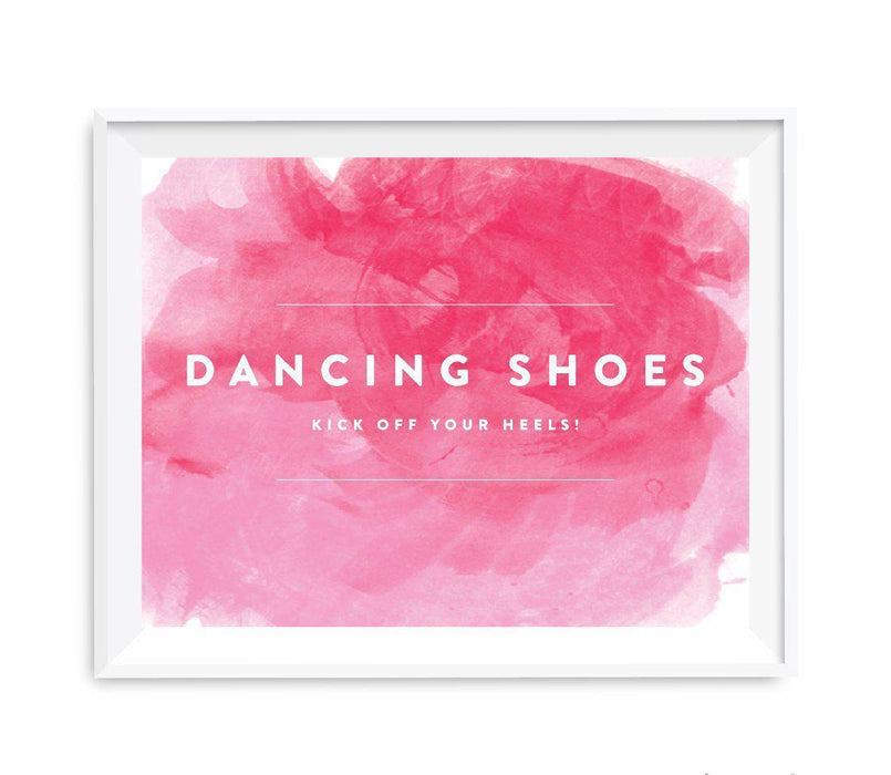 Andaz Press 8.5 x 11 Pink Watercolor Wedding Party Signs-Set of 1-Andaz Press-Dancing Shoes - Kick Off Your Heels-