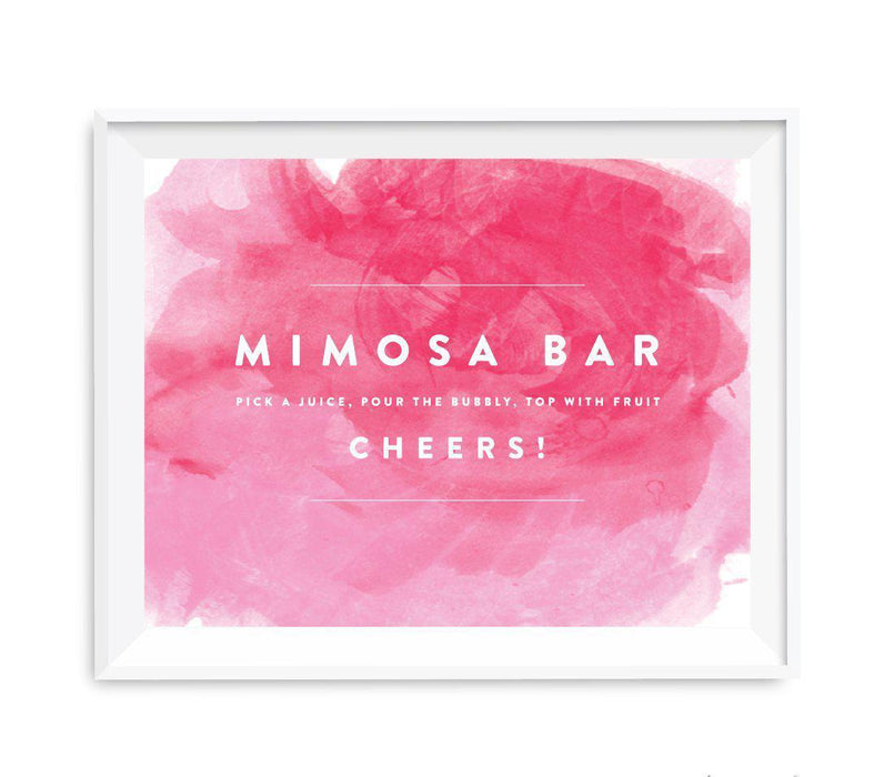 Andaz Press 8.5 x 11 Pink Watercolor Wedding Party Signs-Set of 1-Andaz Press-Mimosa Bar-