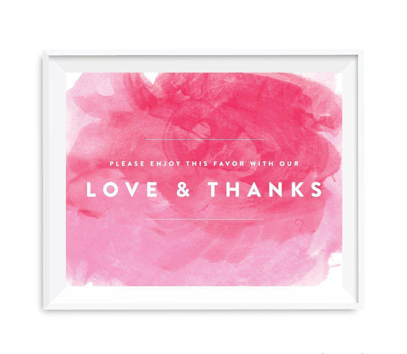 Andaz Press 8.5 x 11 Pink Watercolor Wedding Party Signs-Set of 1-Andaz Press-Please Enjoy This Favor, Thank You-