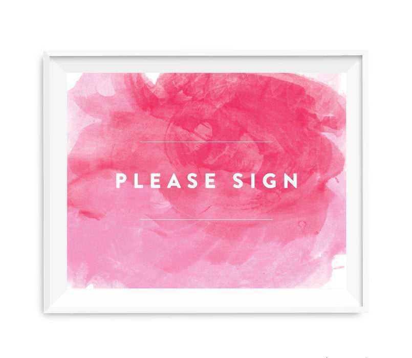 Andaz Press 8.5 x 11 Pink Watercolor Wedding Party Signs-Set of 1-Andaz Press-Please Sign-