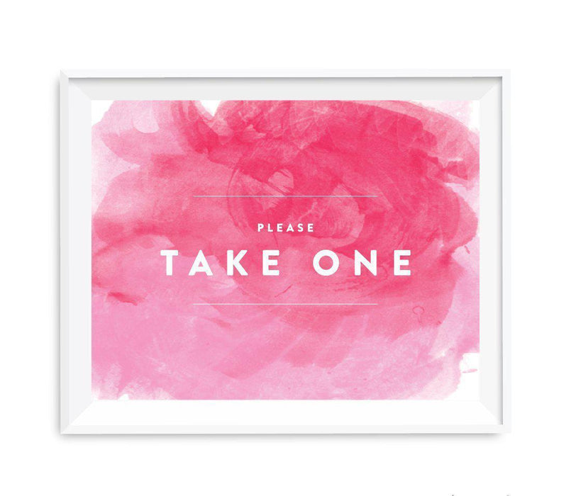Andaz Press 8.5 x 11 Pink Watercolor Wedding Party Signs-Set of 1-Andaz Press-Please Take One-