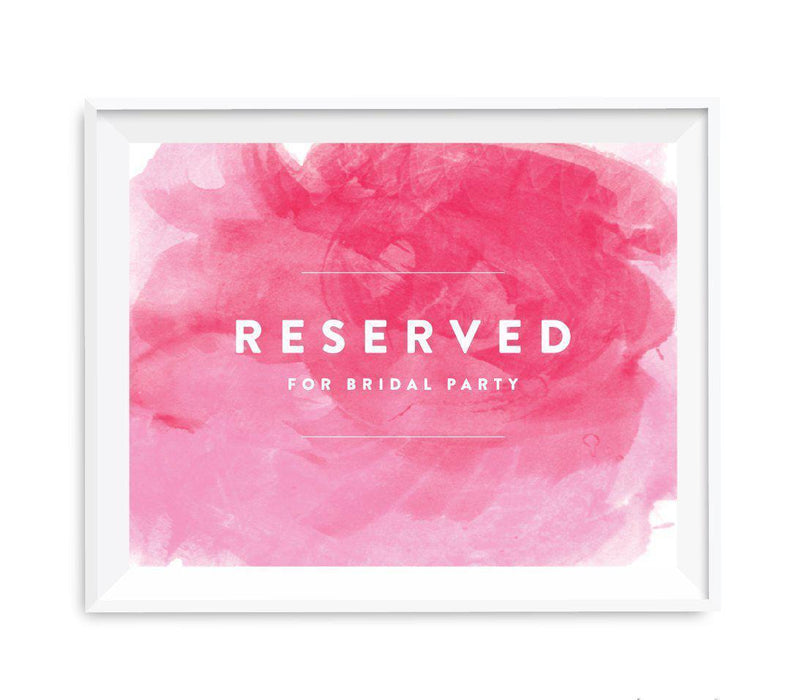 Andaz Press 8.5 x 11 Pink Watercolor Wedding Party Signs-Set of 1-Andaz Press-Reserved For The Bridal Party-
