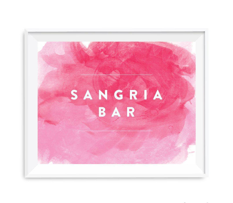 Andaz Press 8.5 x 11 Pink Watercolor Wedding Party Signs-Set of 1-Andaz Press-Sangria Bar-