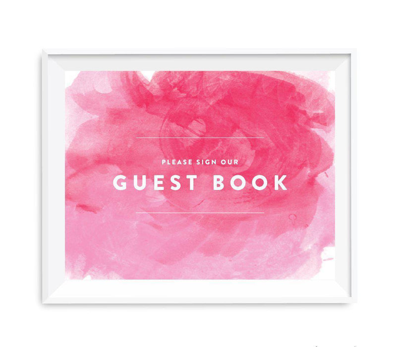 Andaz Press 8.5 x 11 Pink Watercolor Wedding Party Signs-Set of 1-Andaz Press-Sign Our Guestbook-