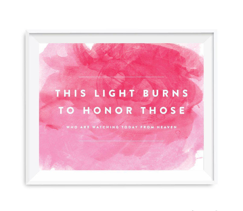 Andaz Press 8.5 x 11 Pink Watercolor Wedding Party Signs-Set of 1-Andaz Press-This Light Burns Memorial-