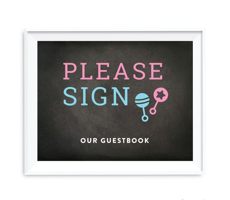 Andaz Press 8.5 x 11 Team Pink/Blue Gender Reveal Baby Shower Party Signs-Set of 1-Andaz Press-Sign Our Guestbook-