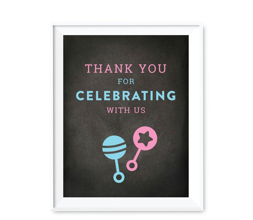 Andaz Press 8.5 x 11 Team Pink/Blue Gender Reveal Baby Shower Party Signs-Set of 1-Andaz Press-Thank You For Celebrating With Us!-
