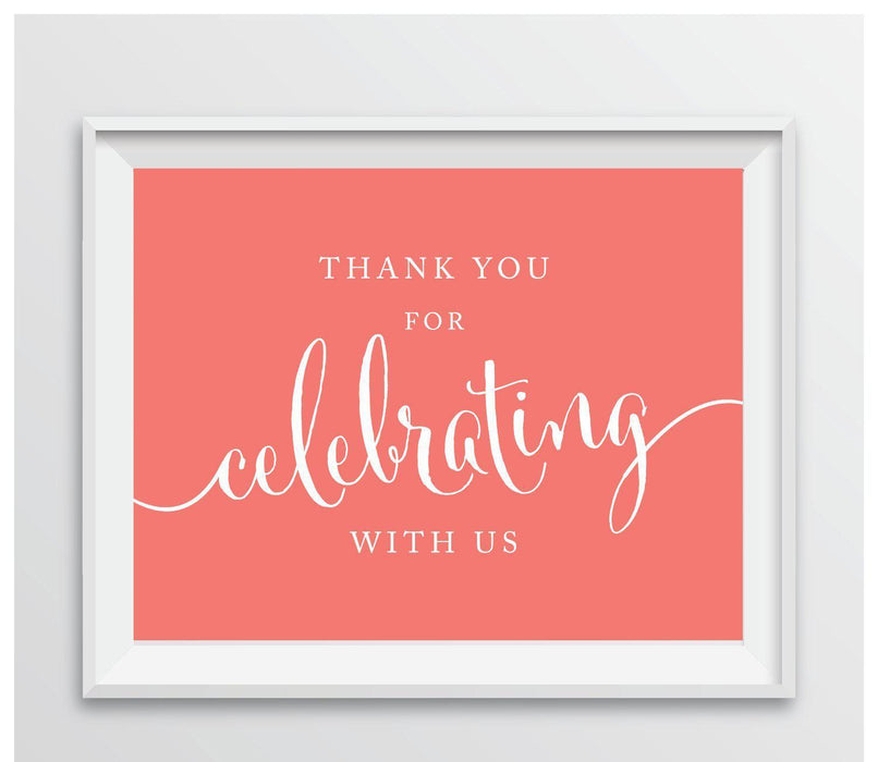 Andaz Press 8.5 x 11 Thank You For Celebrating With Us Party Sign-Set of 1-Andaz Press-Coral-