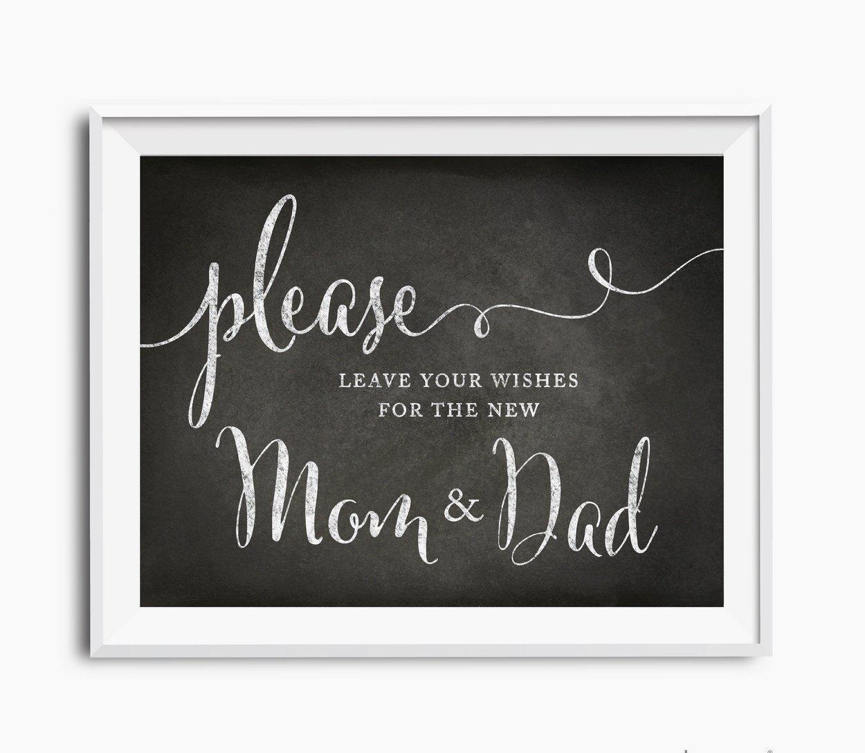 Andaz Press 8.5 x 11 Vintage Chalkboard Baby Shower Party Signs-Set of 1-Andaz Press-Leave Wishes For New Mom & Dad-