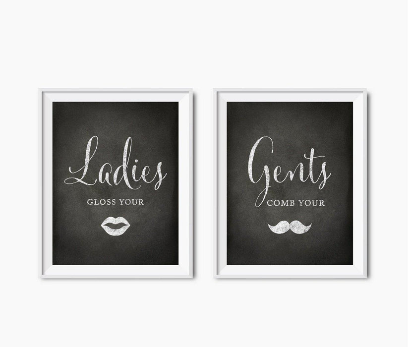 Andaz Press 8.5 x 11 Vintage Chalkboard Wedding Party Signs, 2-Pack-Set of 2-Andaz Press-Ladies, Gents-