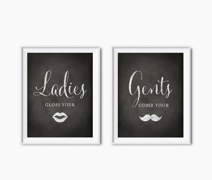Andaz Press 8.5 x 11 Vintage Chalkboard Wedding Party Signs, 2-Pack-Set of 2-Andaz Press-Gloss Your Lips, Comb Your Mustache-