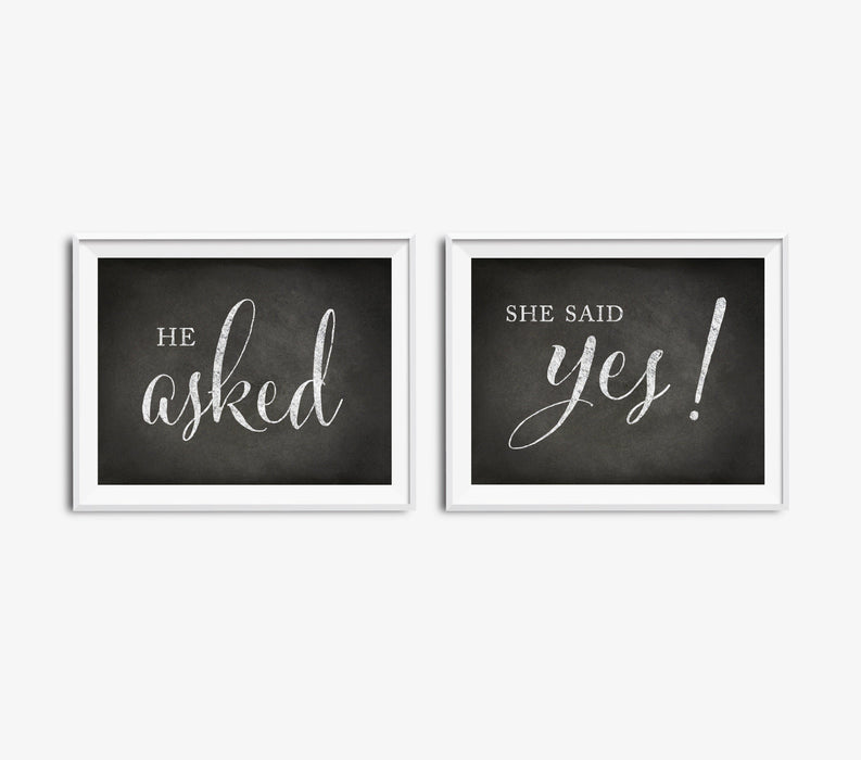Andaz Press 8.5 x 11 Vintage Chalkboard Wedding Party Signs, 2-Pack-Set of 2-Andaz Press-He Asked, She Said Yes!-