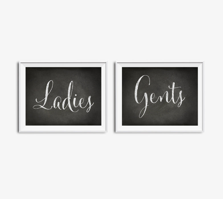 Andaz Press 8.5 x 11 Vintage Chalkboard Wedding Party Signs, 2-Pack-Set of 2-Andaz Press-Ladies, Gents-