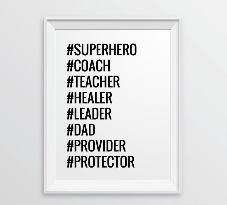 Andaz Press 8.5 x 11 Wall Art Decor Signs & Funny Graphic Prints for Him-Set of 1-Andaz Press-Superhero, Protector, Teacher, Coach, Friend, Dad-