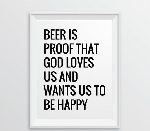 Andaz Press 8.5 x 11 Wall Art Decor Signs & Funny Graphic Prints for Him-Set of 1-Andaz Press-Beer is proof that God loves us-