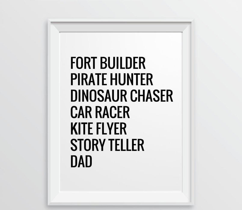 Andaz Press 8.5 x 11 Wall Art Decor Signs & Funny Graphic Prints for Him-Set of 1-Andaz Press-Fort Builder, Pirate Hunter-