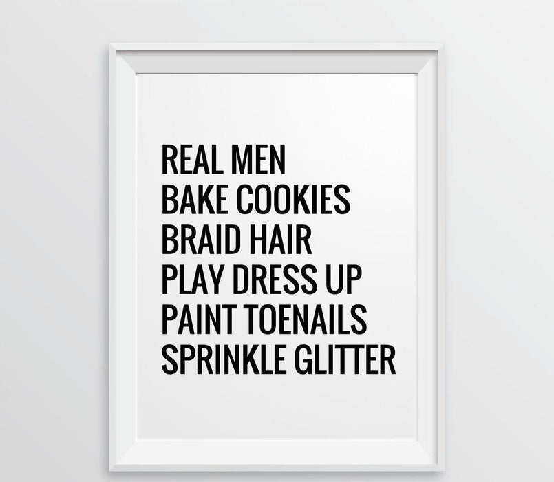 Andaz Press 8.5 x 11 Wall Art Decor Signs & Funny Graphic Prints for Him-Set of 1-Andaz Press-Real Men Bake Cookies, Braid Hair-
