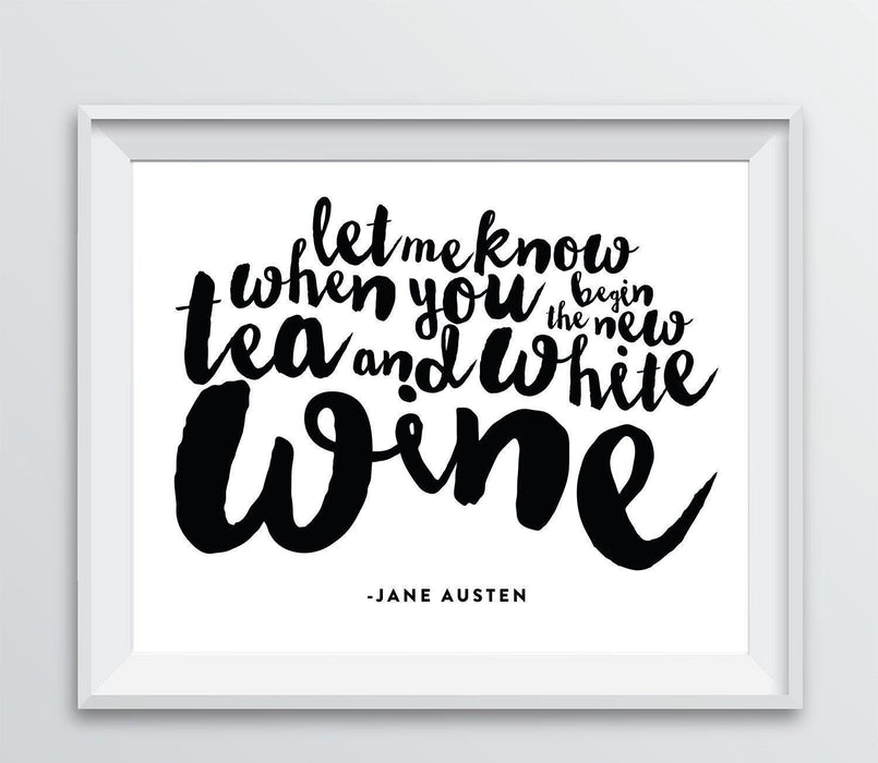 Andaz Press 8.5 x 11 Wine Wall Art Decor Sign, Freehand Black & White Style Poster-Set of 1-Andaz Press-Let me know when you begin the new tea-