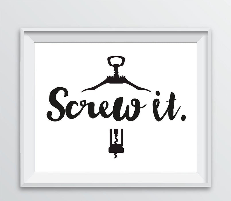 Andaz Press 8.5 x 11 Wine Wall Art Decor Sign, Freehand Black & White Style Poster-Set of 1-Andaz Press-Screw It-