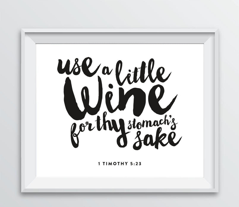 Andaz Press 8.5 x 11 Wine Wall Art Decor Sign, Freehand Black & White Style Poster-Set of 1-Andaz Press-Use a little wine... 1 Timothy 5:23-