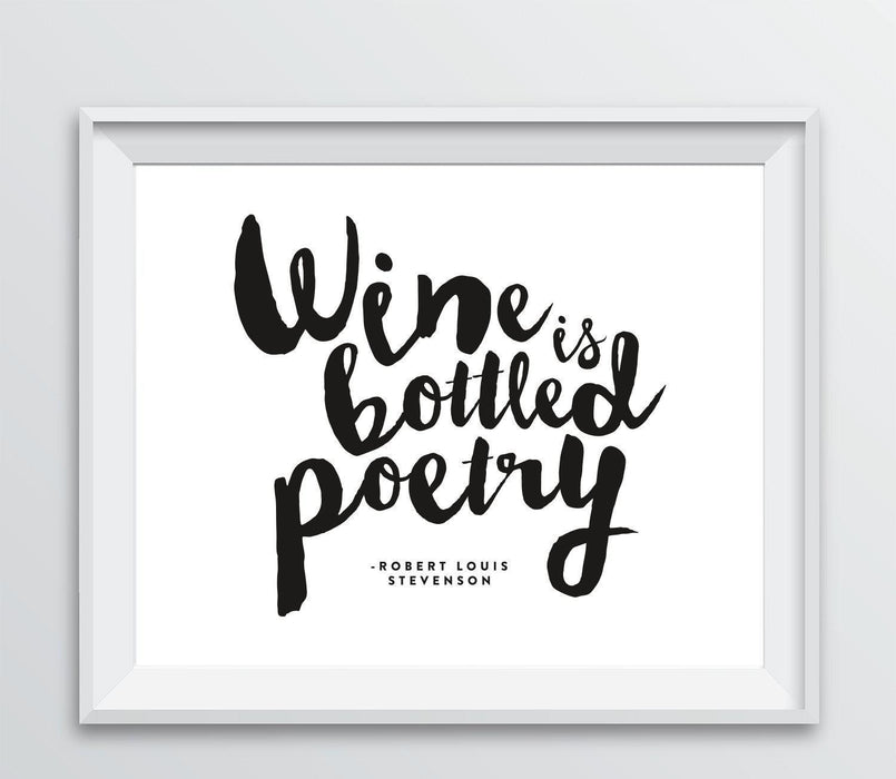 Andaz Press 8.5 x 11 Wine Wall Art Decor Sign, Freehand Black & White Style Poster-Set of 1-Andaz Press-Wine is Bottled Poetry-